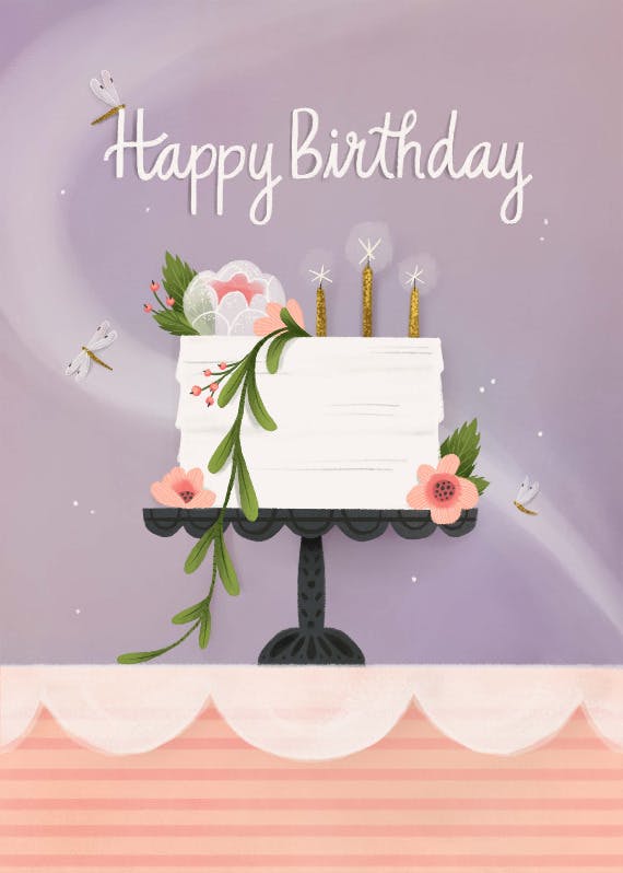 Romantic pastel cake -  tarjeta de cumpleaños gratis