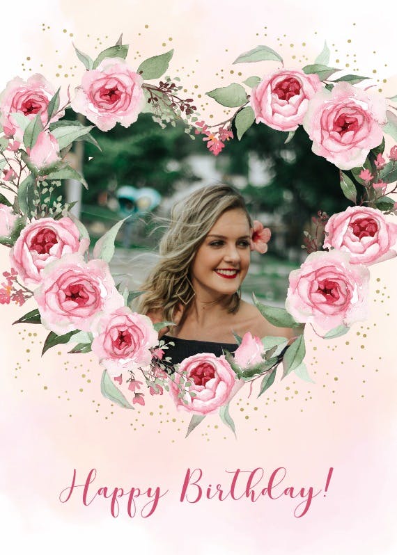 Roses heart -  free birthday card