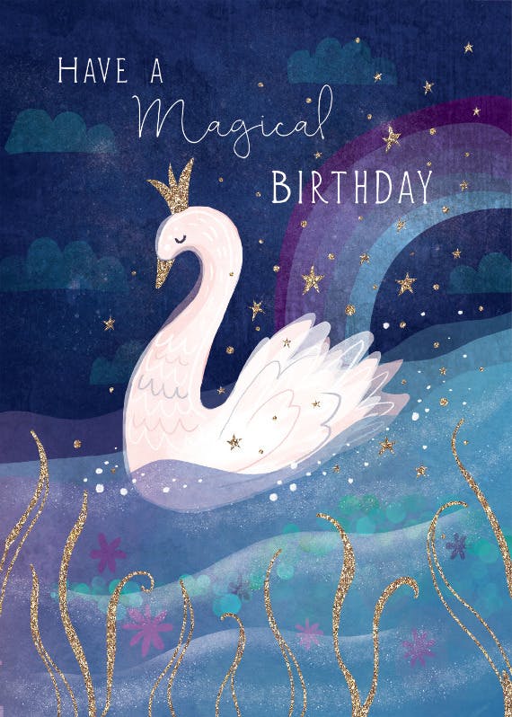 Royal swan - happy birthday card