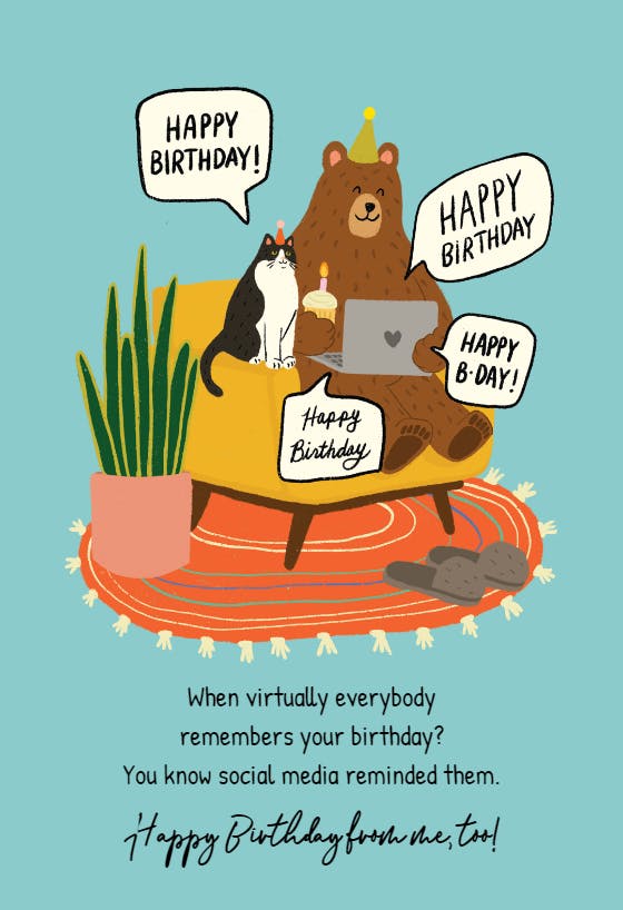 Screen time - happy birthday card