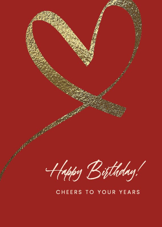 Shimmering heart - happy birthday card