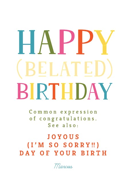 Sincerely Sorry - Birthday Card