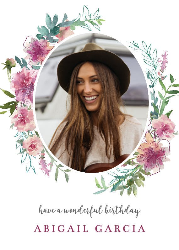 Sketchy florals - happy birthday card
