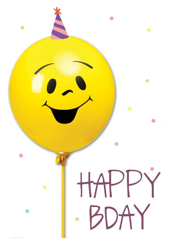 Smiley balloon -   funny birthday card
