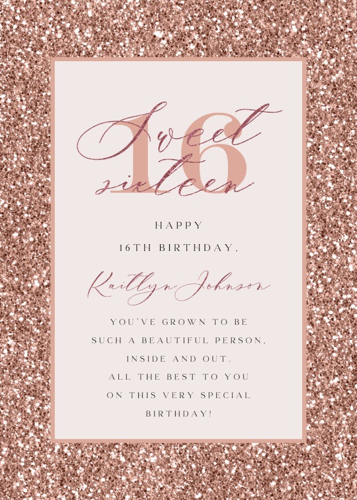 Sparkle 16 - happy birthday card