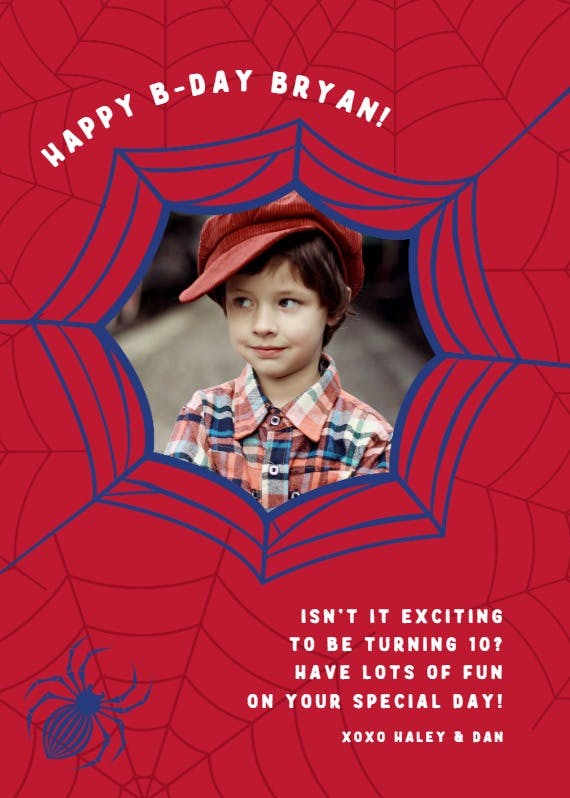 Spiderweb photo - happy birthday card