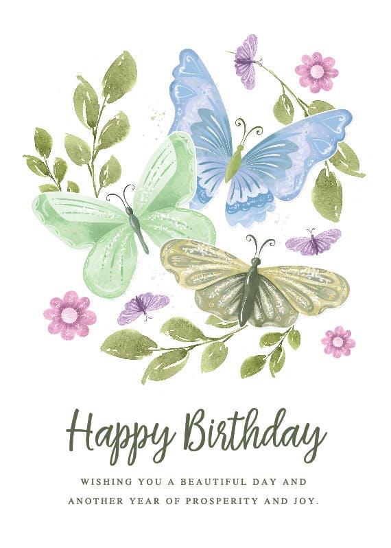 Spring butterflies -  tarjeta de cumpleaños