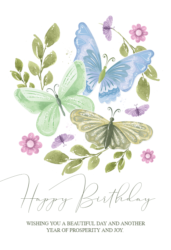 5-7" x 4" Happy Birthday Cards with Matching Envelopes Flowers Butterflies 