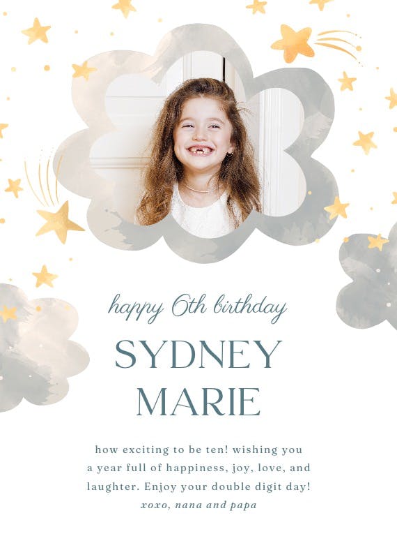 Starry photo frame - happy birthday card