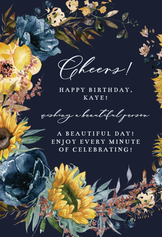 Sunflowers and blue -  tarjeta de cumpleaños