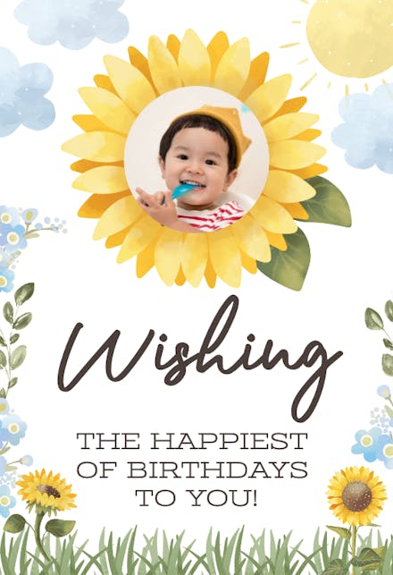 Sunflowers photo frame - Happy Birthday Card