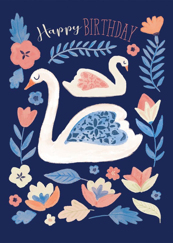 Swan song - happy birthday card