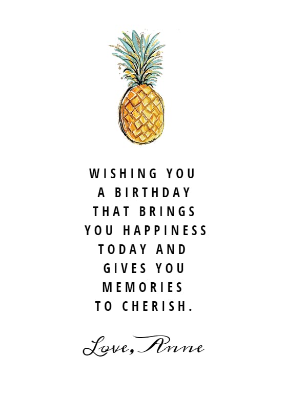 Sweet pineapple -  free birthday card
