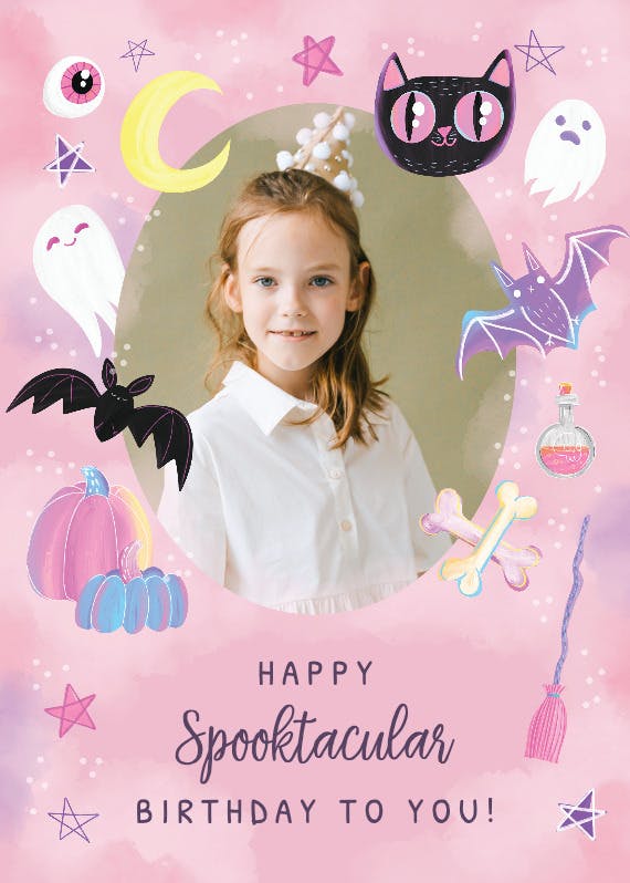 Sweet pink halloween - birthday card