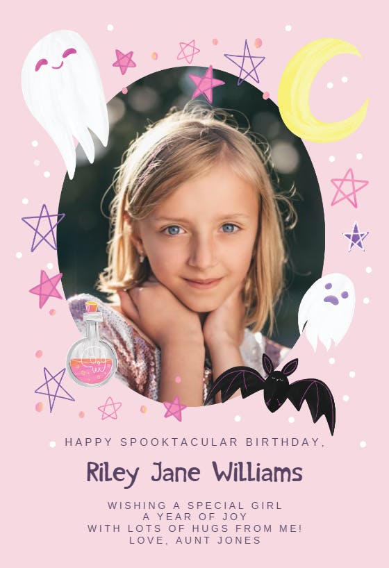 Sweet pink spooky - birthday card