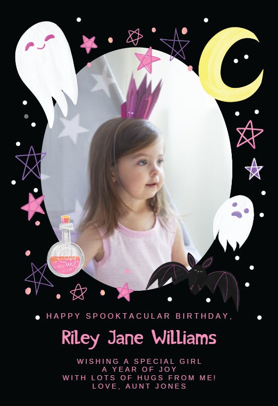 Sweet pink spooky - happy birthday card