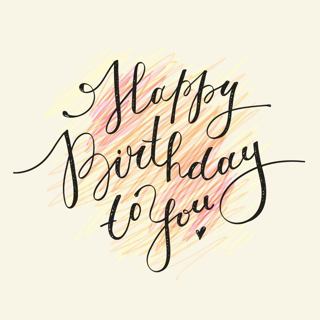 Swirling script - happy birthday card