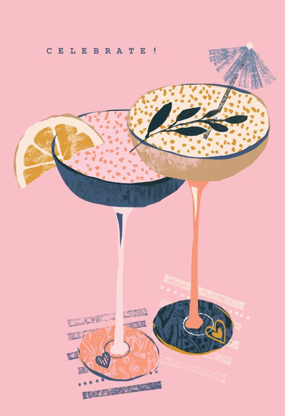 Textured cocktails - happy birthday card
