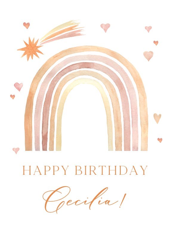 Thankful rainbow - happy birthday card