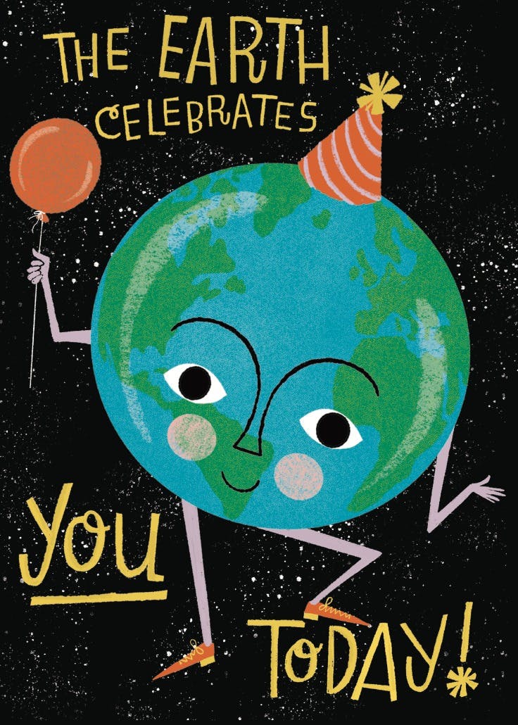 The earth celebrates - tarjeta de cumpleaños