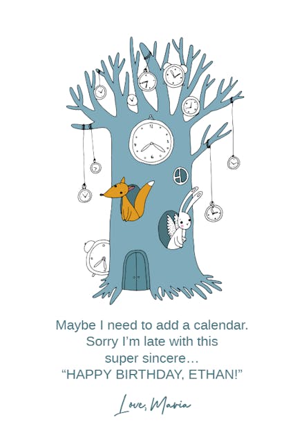 Tick-Tock Tree - Birthday Card