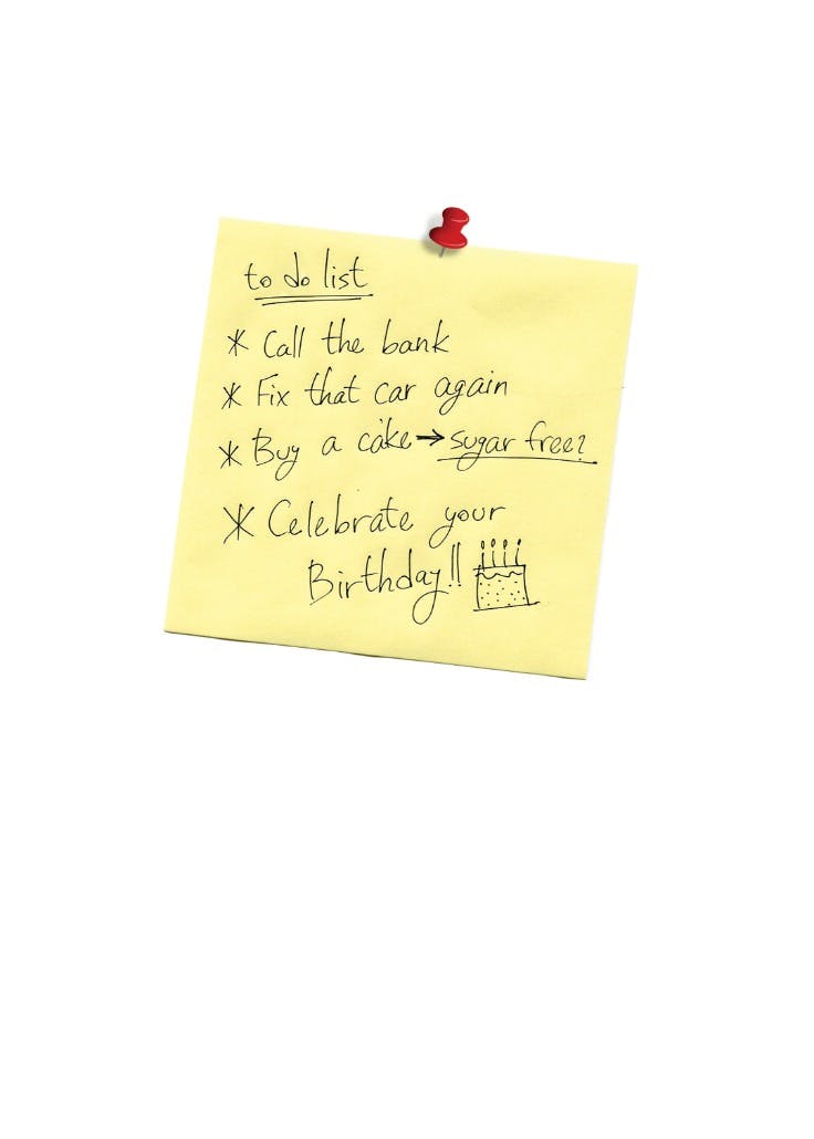 To do list - birthday card