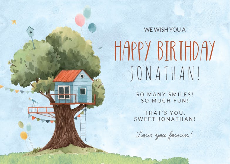 Tree house -  tarjeta de cumpleaños gratis