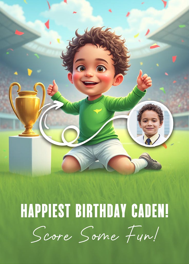 Trophy soccer - happy birthday card