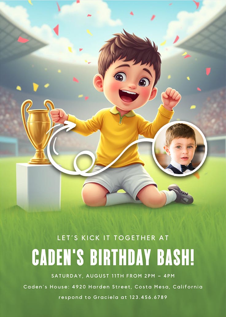 Trophy soccer - happy birthday card