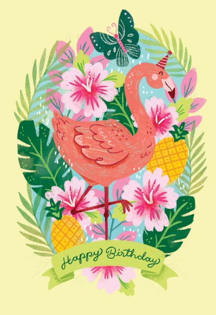 Tropic Bloosom - Happy Birthday Card