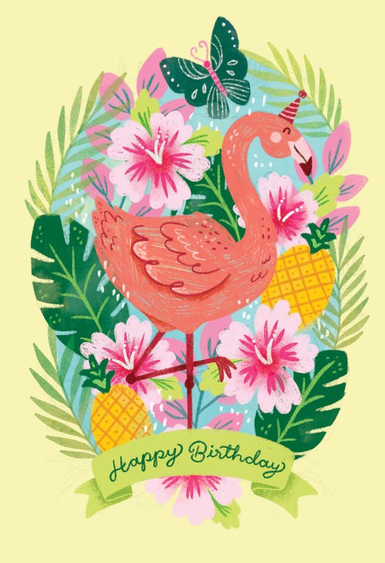 Tropic bloosom - happy birthday card