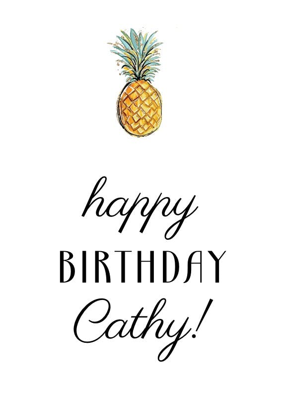 Tropical pineapple - happy birthday card