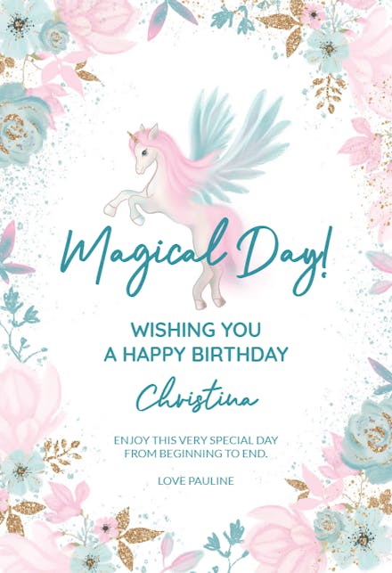 Unicorn Fairy Garden - Birthday Card