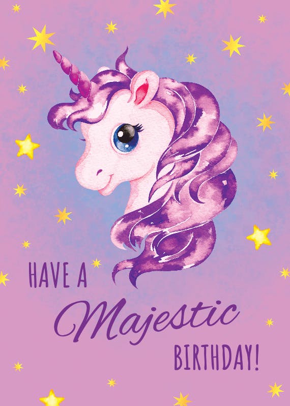Unicorn heads - happy birthday card
