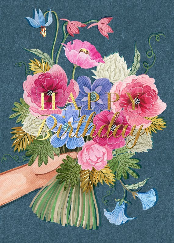 Vintage bouquet - happy birthday card