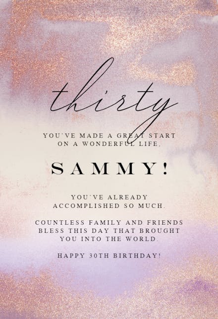 Violet Glitter - Birthday Card