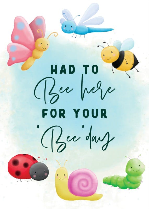 Watercolor bugs - birthday card