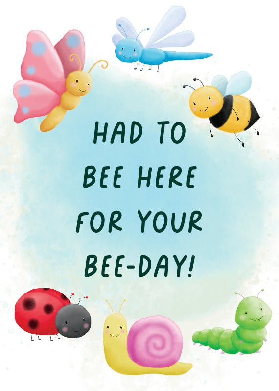 Watercolor bugs -  tarjeta de cumpleaños gratis