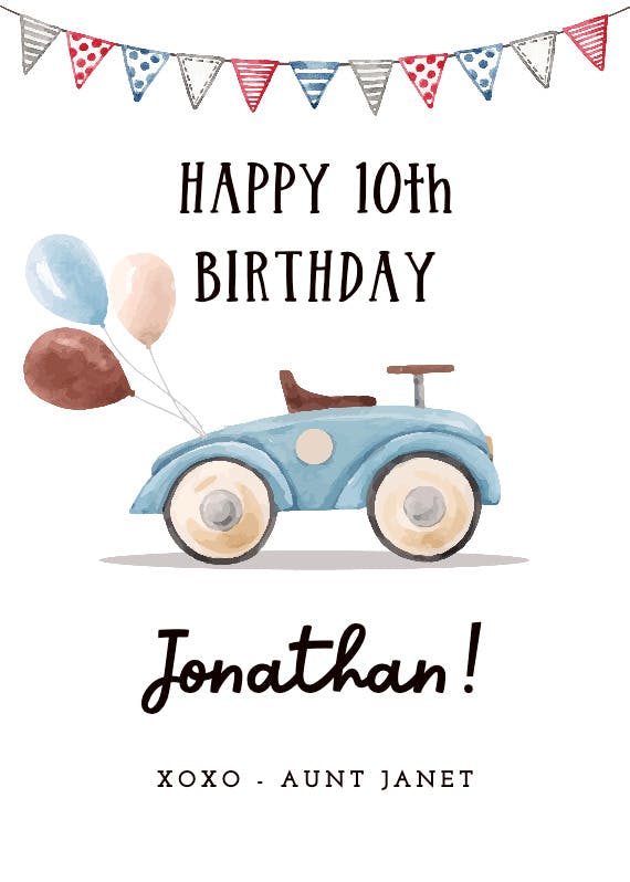 Watercolor car - happy birthday card