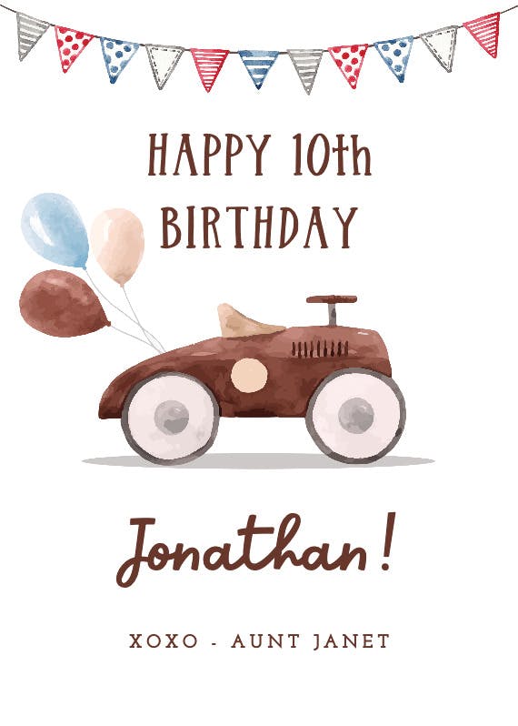 Watercolor car - birthday card