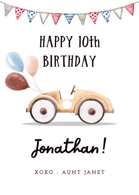 Watercolor car - happy birthday card
