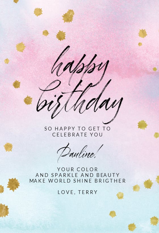 Watercolor pastel paper - birthday card