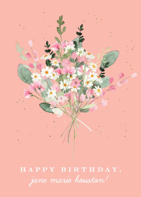 Watercolour bouquet -  tarjeta de cumpleaños gratis
