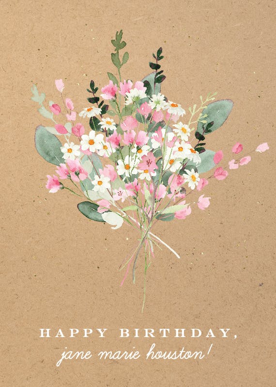 Watercolour bouquet -  tarjeta de cumpleaños