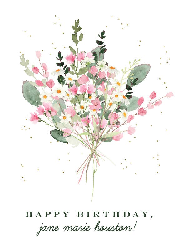Watercolour bouquet -  tarjeta de cumpleaños gratis