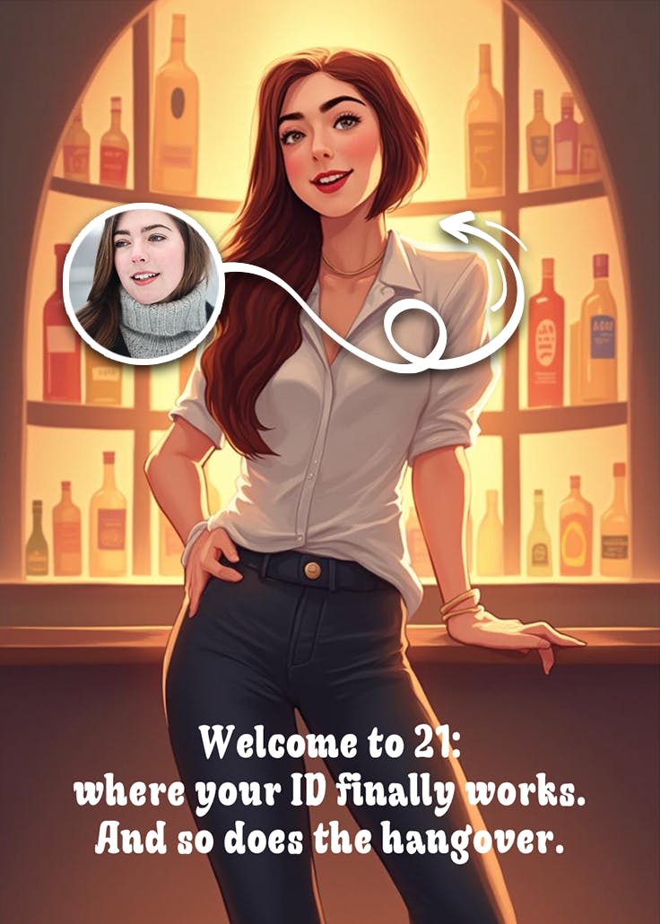Welcome to 21 - happy birthday card