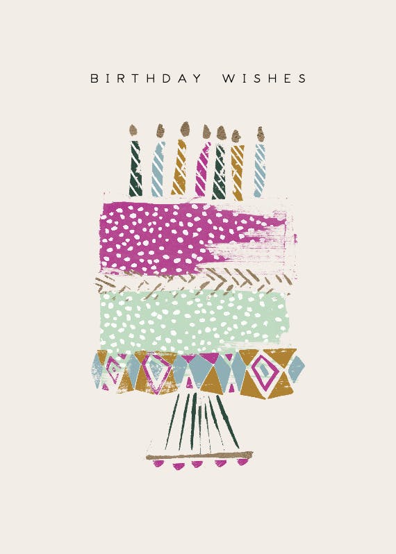 Whimsical cake - happy birthday card