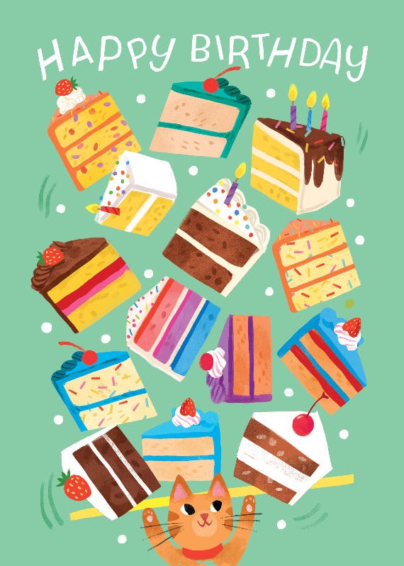 Whiskers and cakes - tarjeta de cumpleaños