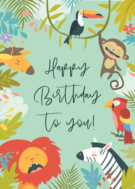 Wild animals - birthday card