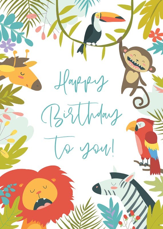 Wild animals - happy birthday card